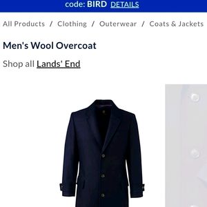 Lands End Full Length Wool Overcoat
